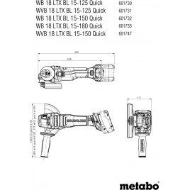Metabo WVB 18 LTX BL 15-125 Quick Akumulatorowa szlifierka kątowa (18V/bez aku) 601731850
