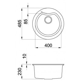 ELLECI EGO ROUND granitowy zlew, titano, 485 x 225 mm EGOROUNDTITANO