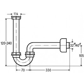 VIEGA 5536 syfon rurowy do bidetu, 5/4" × 40 mm, 406486
