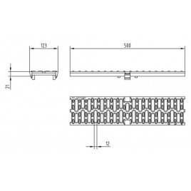 ACO Drainlock V/X100 - C250, Ruszt w poprzeczne mostki 0,5 m, żeliwo 12670