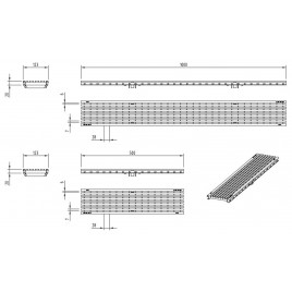 ACO Drainlock V/X100 - B125, Ruszt w podłużne pręty 1,0 m, stal nierdzewna 13255