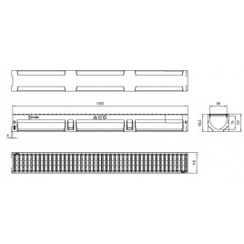 ACO Self Euroline Kanał 1 m, H=10,4 cm, ruszt z żeliwa 38705