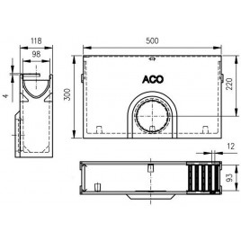 ACO Self Euroline Skrzynka odpływowa 0,5 m DN/OD 110, z koszem, ruszt plastikowy 416327