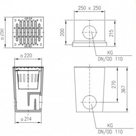 ACO Self Wpust podwórzowy 25 x 25 x 36 cm z rusztem ze stali nierdzewnej 37185