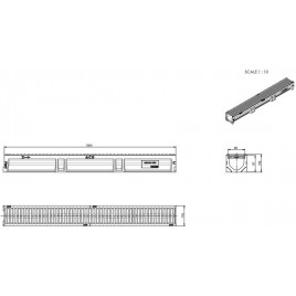 ACO Self Euroline 2.0 Kanał 1 m, H=10,4 cm, ruszt z żeliwa B125 3003697