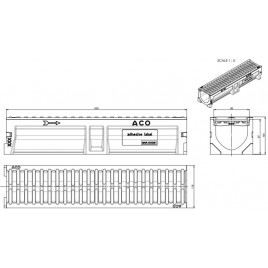ACO Self Euroline 2.0 Kanał 0,5 m, H=10,4 cm, ruszt z żeliwa B125 3003698