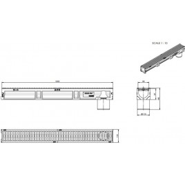 ACO Self Euroline 2.0 Kanał 1 m, z odpływem DN 110, ruszt z żeliwa B125 3003699