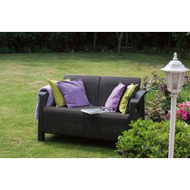 KETER CORFU LOVE SEAT Sofa 2 osobowa, 128 x 70 x 79cm, grafit/jasny szary 17197359