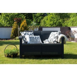 ALLIBERT CORFU LOVE SEAT Sofa 2 osobowa, 128 x 70 x 79cm, grafit/jasny szary 17197359