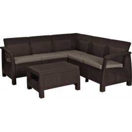 ALLIBERT CORFU RELAX Sofa narożna, 190 x 190 x 79 cm, brązowy/szaro-bezowy 17208435
