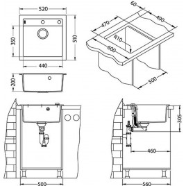 ALVEUS FORMIC 20 Zlewozmywak granitowy, 520 x 510 mm, beżowy