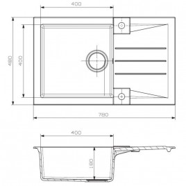 ALVEUS Zestaw ROCK 130 Zlewozmywak 780x480 mm + bateria ELZA, Chocolate 03