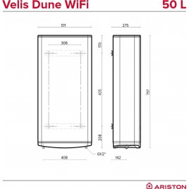 ARISTON VELIS DUNE WIFI 50 EU Podgrzewacz wody elektryczny, 45l 4018000