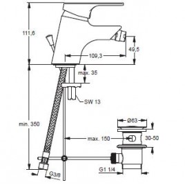 IDEAL Standard Slimline II bateria bidetowa, chrom B8585AA