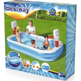 BESTWAY Family Pool Basen ogrodowy z koszykówką, 251 x 168 x 102 cm 54122