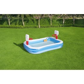 BESTWAY Family Pool Basen ogrodowy z koszykówką, 251 x 168 x 102 cm 54122