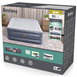 BESTWAY TriTech Queen Materac dmuchany z wbudowaną pompką, 203 x 152 x 51 cm 6713I