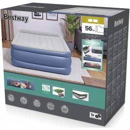 BESTWAY TriTech Queen Materac dmuchany z wbudowaną pompką, 203 x 152 x 56 cm 67614