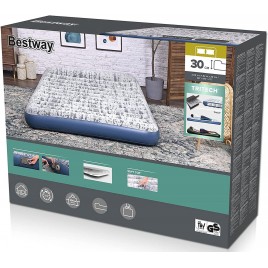 BESTWAY TriTech Fashion Flock Queen Materac dmuchany z pompką, 203 x 152 x 30 cm 67836