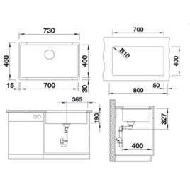 BLANCO Subline 700 U InFino zlewozmywak,SILGRANIT aluminium,bez sterowania odpływem 523444