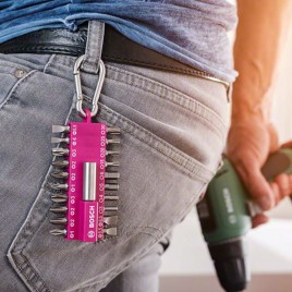 BOSCH 21-elementowy zestaw bitów do wkrętarek z karabińczykiem (fuksja) 2607002821