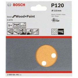 BOSCH Papier ścierny C470, 115 mm, 120, 5 szt. 2608605061