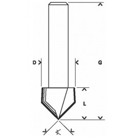 Bosch Frezy typu V 8 mm, D 31,8 mm, L 19 mm, G 51 mm, 90° 2608629370