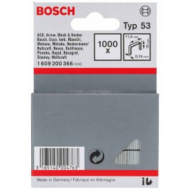 BOSCH Zszywka z cienkiego drutu, typ 53 11,4 x 0,74 x 10 mm, 1000szt. 1609200366