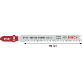 BOSCH Brzeszczot do wyrzynarki PRO Plastics PMMA clean T102BF 92 mm, 3 szt. 2608636780