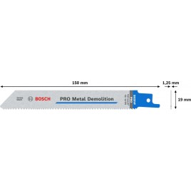 BOSCH PRO Metal Demolition S1125VF Blade, 1,25 x 19 x 225 mm, 5 szt. 2608657408