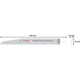 BOSCH PRO Multi Material Demolition S1110VF Blade, 1,6 x 22 x 225 mm, 5 szt. 2608657610