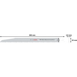 BOSCH Brzeszczot PRO Multi Material Demolition S1210VF , 1,6 x 22 x 300 mm 2608657612