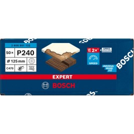 BOSCH Papier ścierny EXPERT C470 z wieloma otworami, 125 mm, G 240, 50 szt. 2608901132