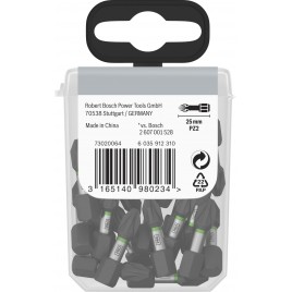 BOSCH Bit PRO Pozidriv Impact, PZ2, 25 mm, z okienkiem, 10 × 25 szt. 2607002804