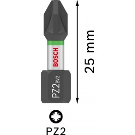 BOSCH Bit PRO Pozidriv Impact, PZ2, 25 mm, z okienkiem, 10 × 25 szt. 2607002804
