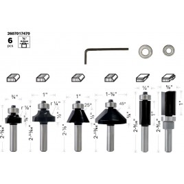 BOSCH Zestaw frezów do wykańczania i wyrównywania, trzpień 1/4", 6 szt. 2607017470