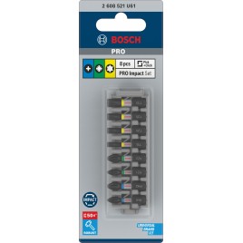 BOSCH Zestaw bitów do wkrętarki PRO Impact, PH1; PH2; PZ1; PZ2; T15; T20; T25; T30, 25 mm