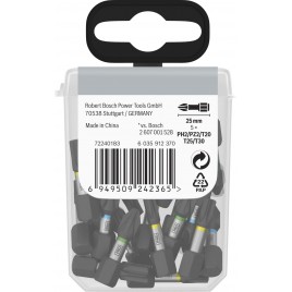 BOSCH Zestaw bitów do wkrętarki PRO Impact, PH2(x5)/PZ2(x5)/T20(x5)/T25(x5)/T30(x5), 25 mm