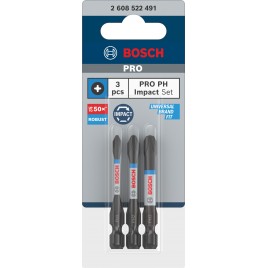 BOSCH Bit PRO PH Impact, PH1 × 55, PH2 × 55, PH3 × 55 mm, 3 szt. 2608522491