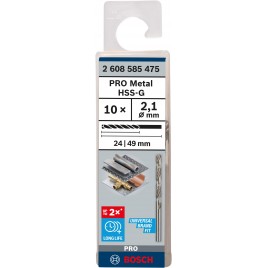 BOSCH Wiertło PRO Metal HSS-G, długość standardowa, 2,1 × 24 × 49 mm, 10 szt. 2608585475
