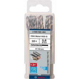 BOSCH Wiertło PRO Metal HSS-G, długość standardowa, 5,6 × 57 × 93 mm, 10 szt. 2608585494
