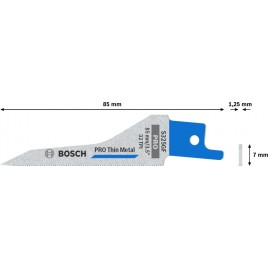 BOSCH Brzeszczot do cienkiego metalu PRO Thin Metal S325GF Blade, 1,25 x 7 x 85 mm, 5 szt.