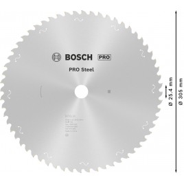 BOSCH Tarcza pilarska PRO Steel, do narzędzi przewodowych, 305 × 2,2 × 25,4 mm, T60