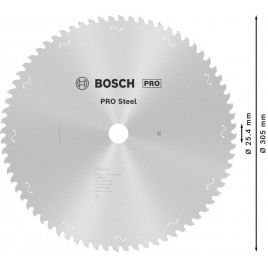 BOSCH Tarcza pilarska PRO Steel, do narzędzi przewodowych, 305 × 2,2 × 25,4 mm, T72