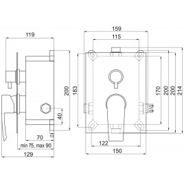 NOVASERVIS NOBLESS HEDA Bateria podtynkowa z boxem, 2 wyjścia, chrom BOX40051R,0