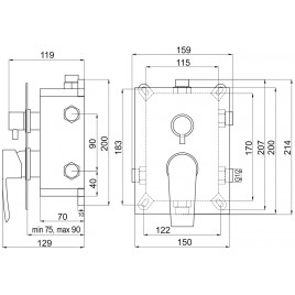 NOVASERVIS NOBLESS HEDA Bateria podtynkowa z boxem, chrom BOX40051RX,0