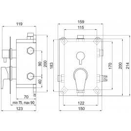 NOVASERVIS NOBLESS VISION X Bateria podtynkowa z boxem, 3 wyjścia, chrom BOX42051RX,0