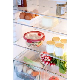 CURVER SMART COOK 0,6L Pojemnik okrągły szklany 16 x 7 cm transparentny/czerwony 00117-472