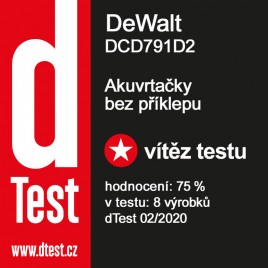 DeWALT DCD791D2 Aku wiertarko-wkrętarka XR (70Nm/18V/2x2,0Ah) Tstak