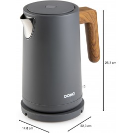 DOMO WOOD YOU Czajnik elektryczny 1,7 l, 2200 W, stal nierdzewna, szary DO9268WK